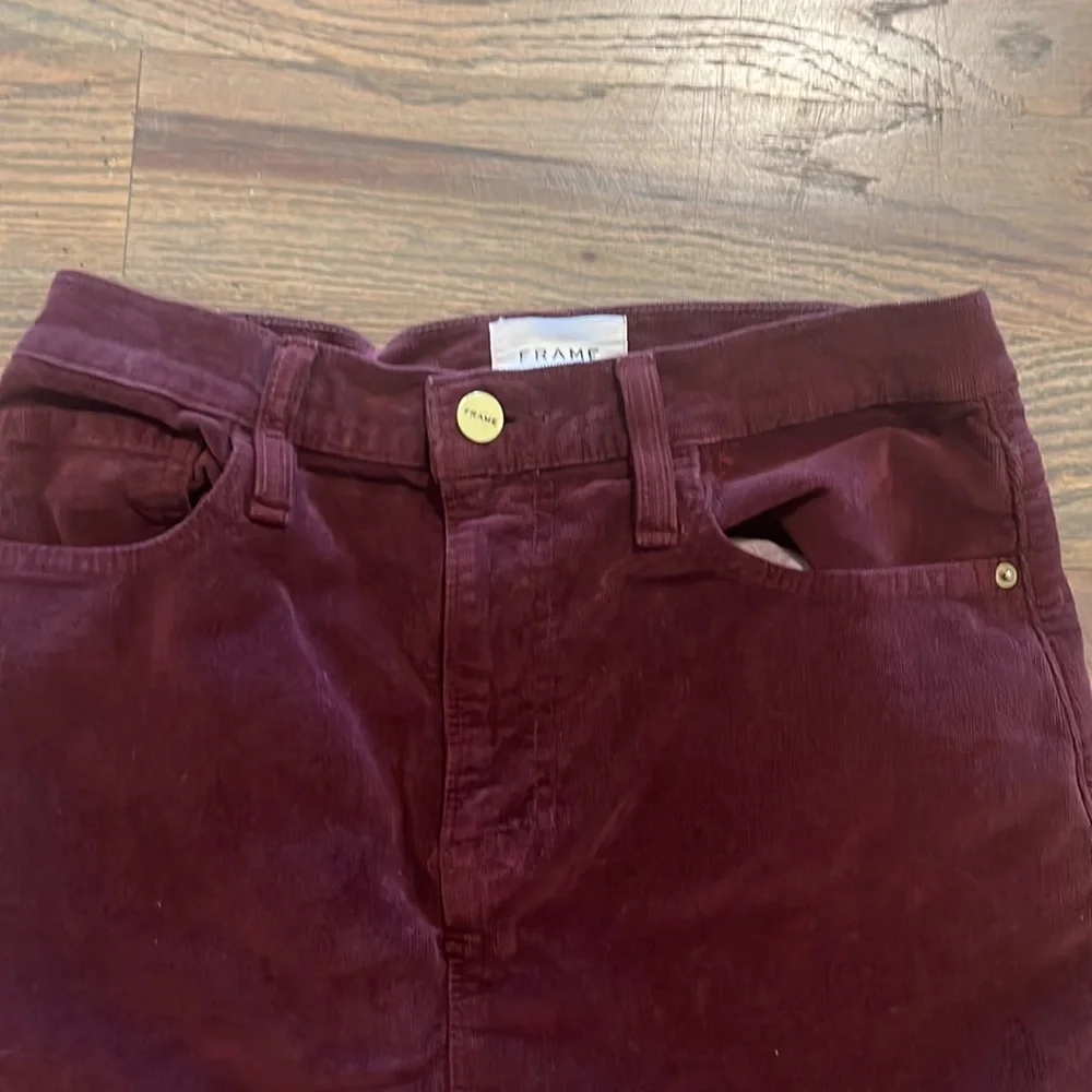 Frame Denim Burgundy Corduroy Mini Skirt - Picture 2 of 6
